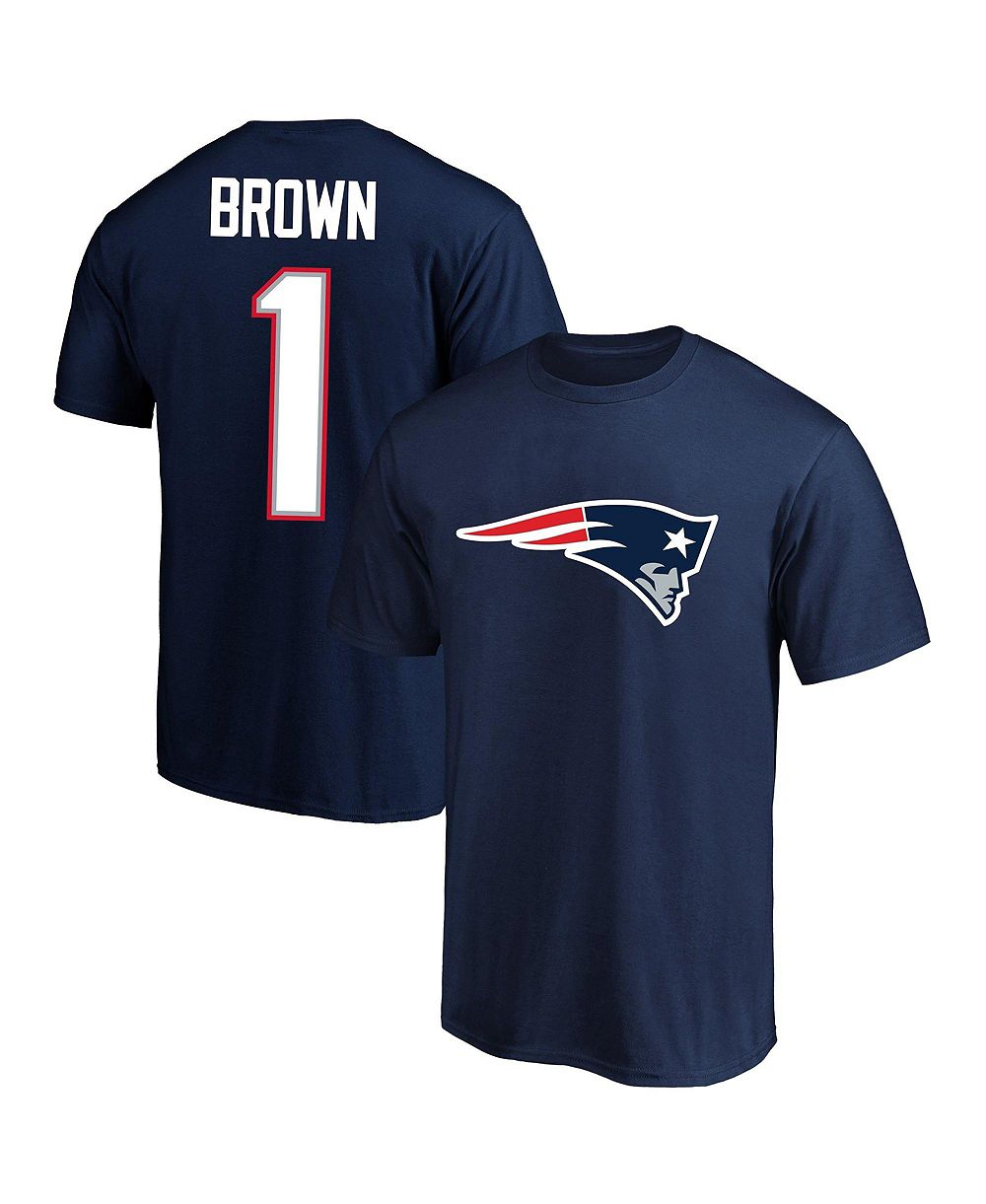 Мужская футболка Fanatics Navy New England Patriots A.J. Brown Big & Tall Name & Number