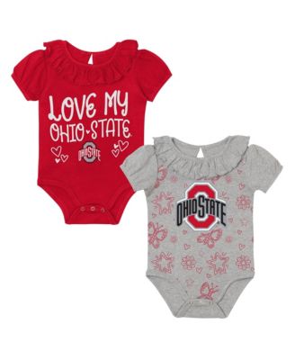 Детский комплект боди Outerstuff Scarlet/Gray Ohio State Buckeyes Two-Pack Playtime Ruffle