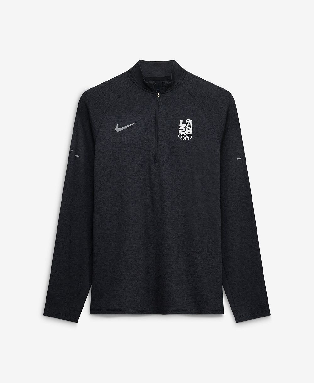 Мужская ветровка Nike Black LA28 Summer Olympics Stride Raglan Dri-FIT Half-Zip Pullover