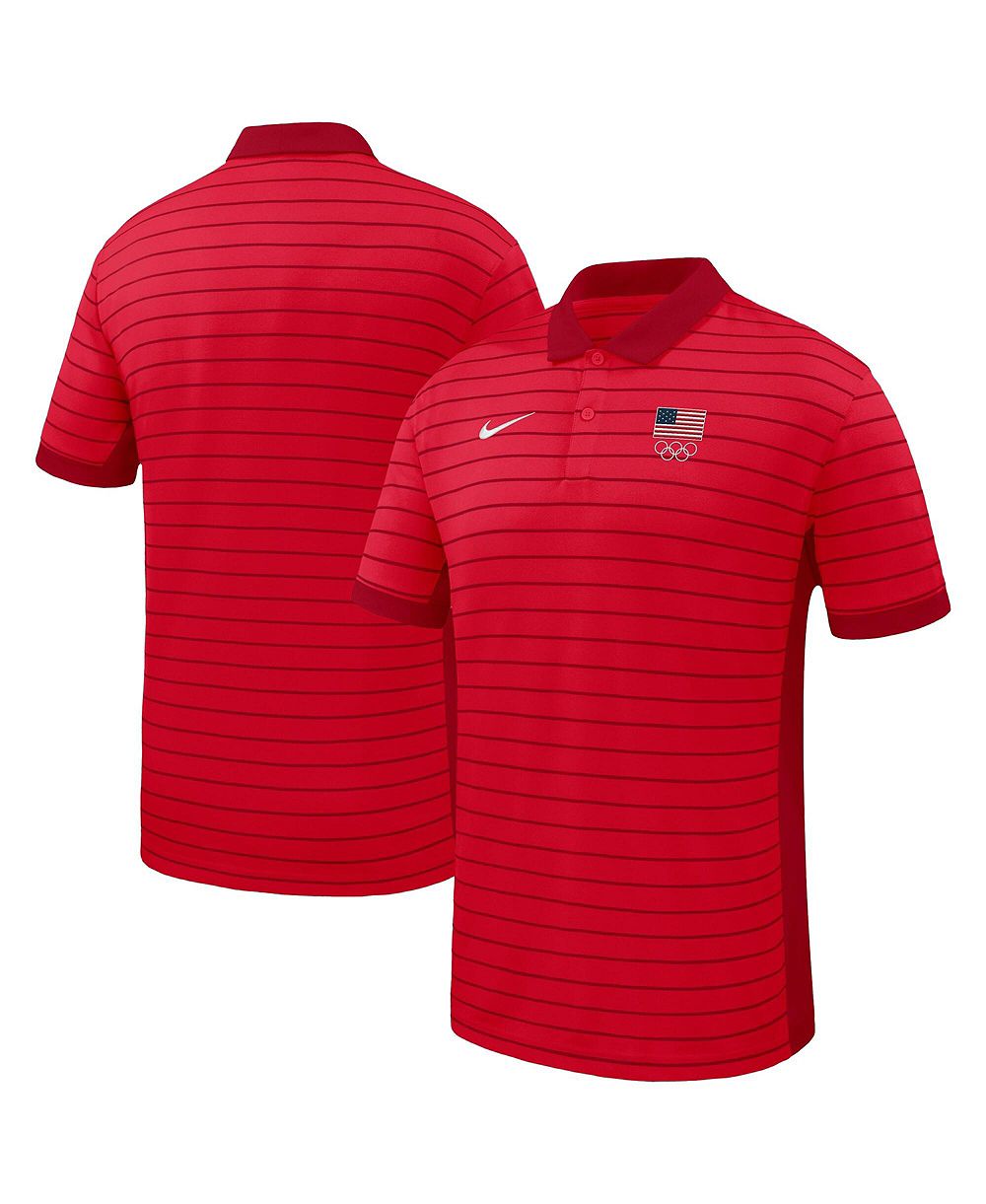 Nike Men's Red Team USA Victory Stripe Dri-FIT Polo Shirt