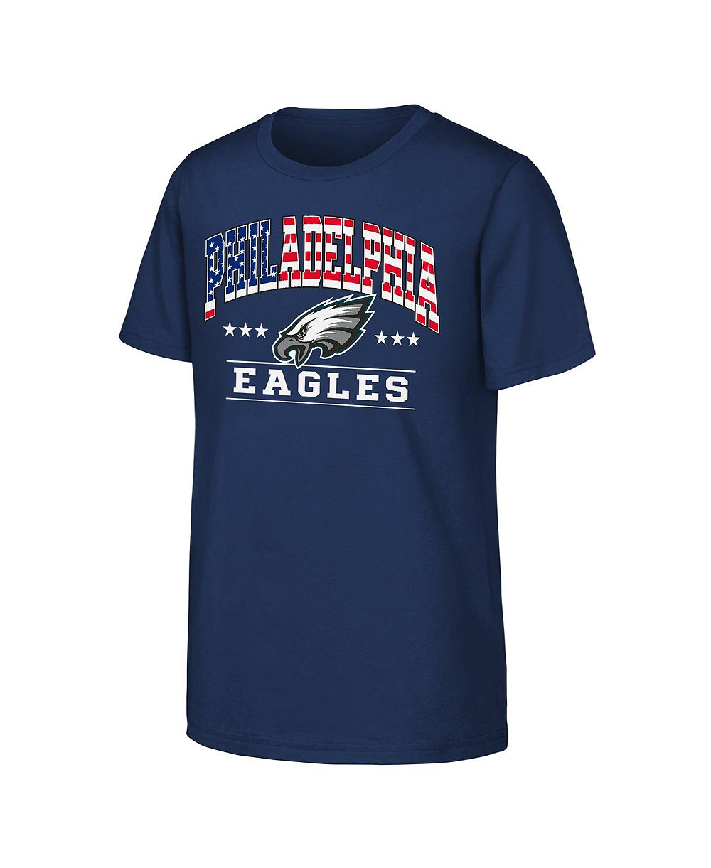 Детская футболка NFL Big Boys and Girls Navy Philadelphia Eagles Americana Arch