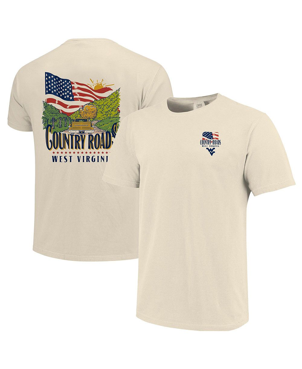 Мужская футболка Image One Cream West Virginia Mountaineers Country Roads Americana Comfort Colors