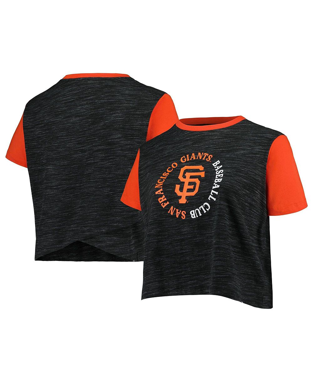 Футболка New Era Women's Plus Size San Francisco Giants Cropped Crewneck Crossover-Back