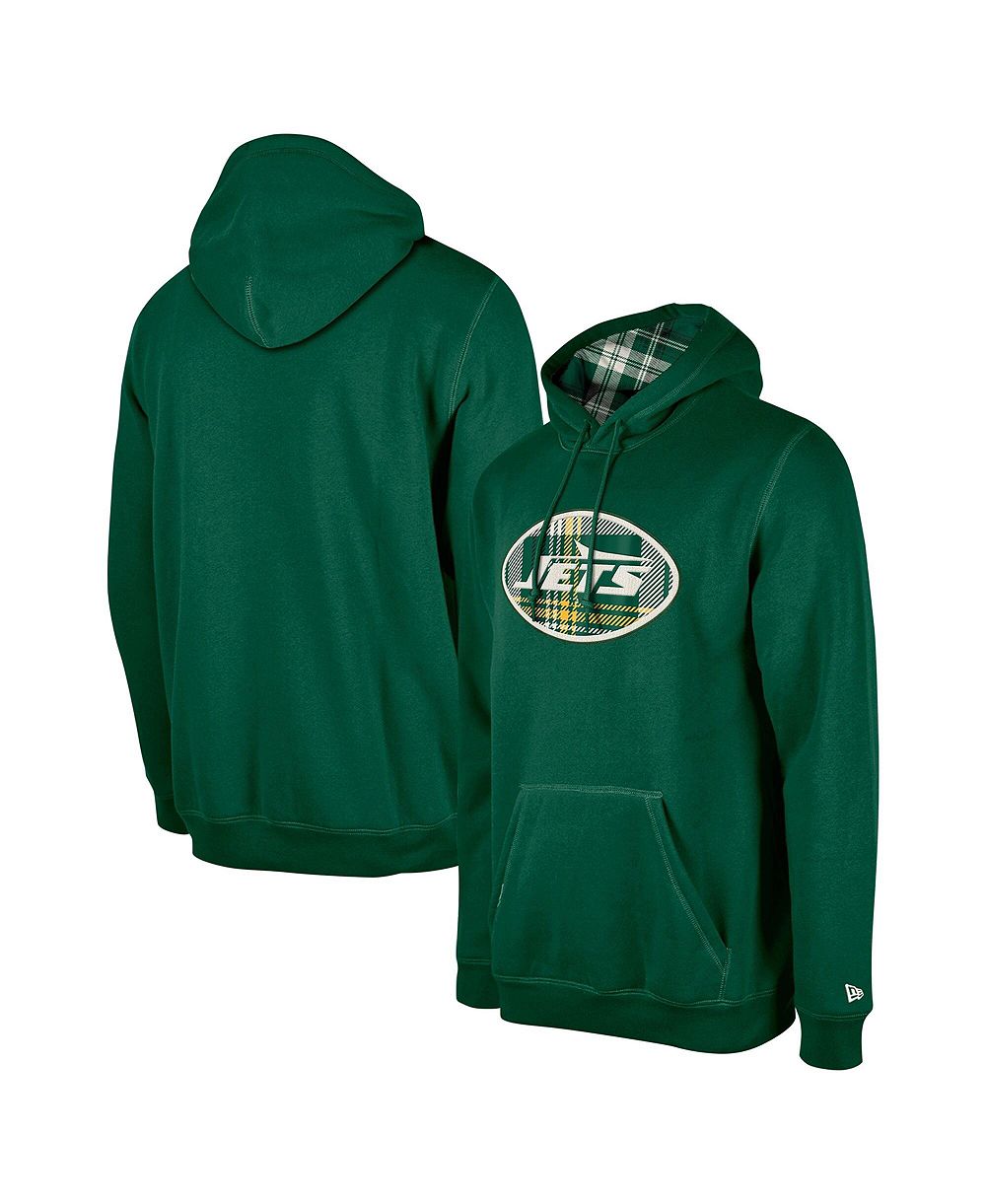 Мужское худи New Era Green New York Jets 3rd Down Plaid Pullover