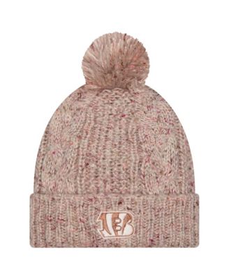 Женская вязаная шапка New Era Stone Cincinnati Bengals Trendy Tone Cuffed with Pom