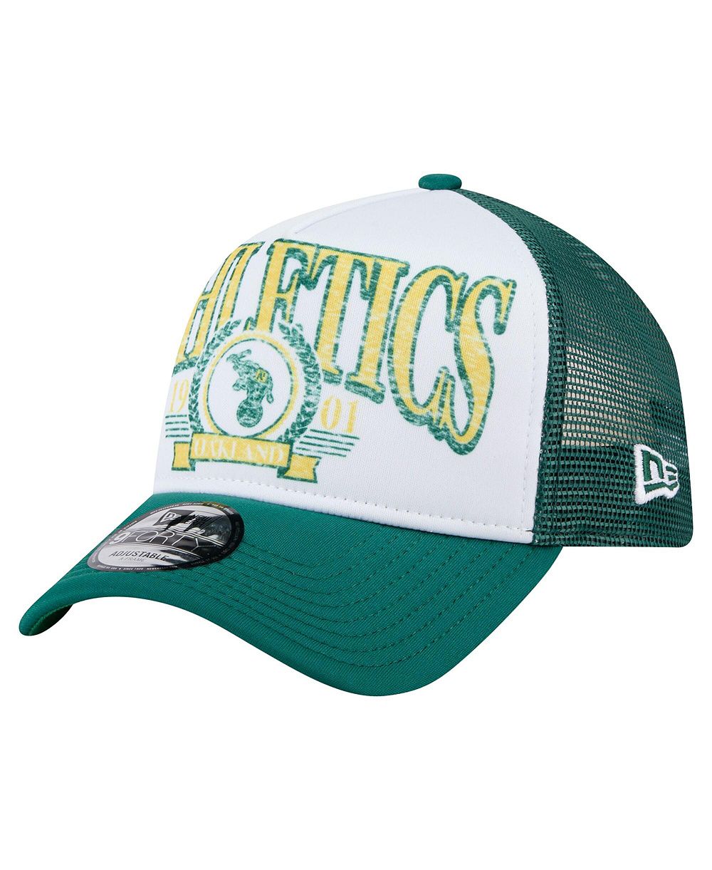 Мужская кепка New Era Oakland Athletics Cooperstown Collection Trucker A-Frame 9FORTY Adjustable белого/зеленого цвета