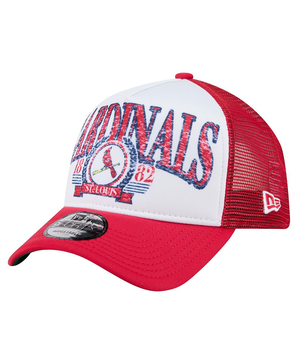 Мужская кепка New Era White St. Louis Cardinals Distressed 9FORTY A-Frame Adjustable Trucker