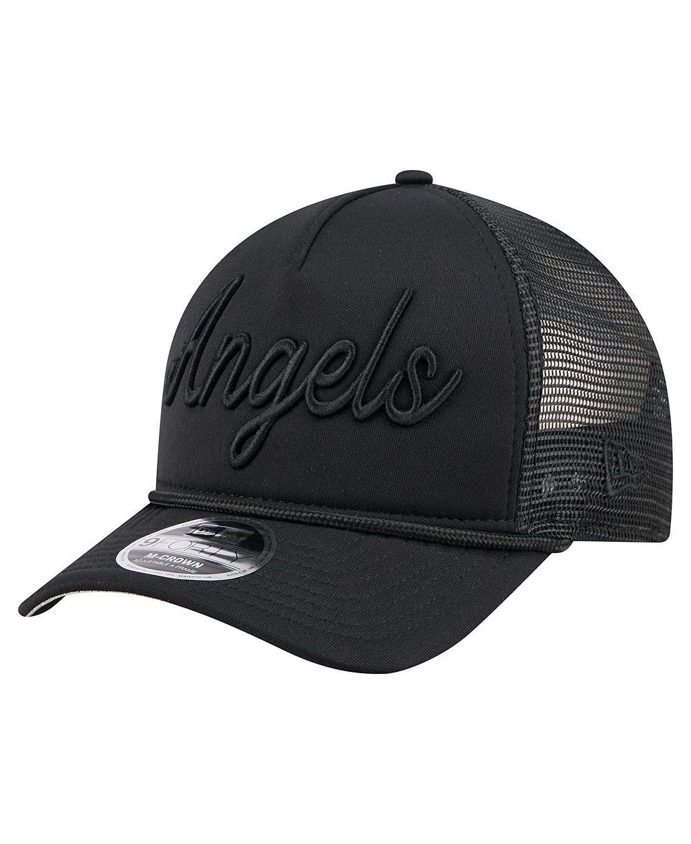 New Era Men's Black Los Angeles Angels City Initial 9FORTY A-Frame M-Crown Adjustable Trucker Hat