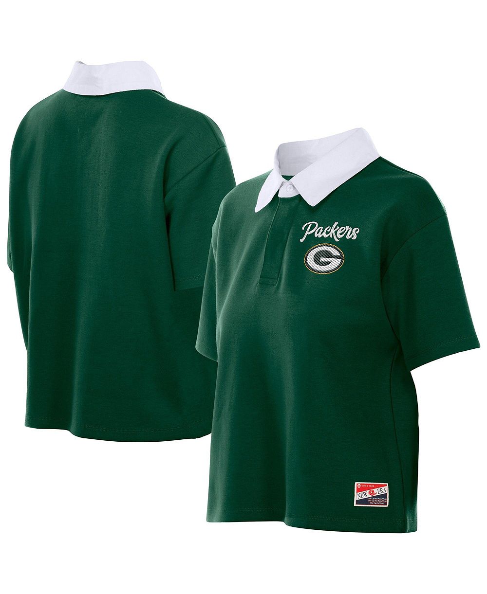 Женское укороченное поло New Era Women's Green Bay Packers Cropped Boxy