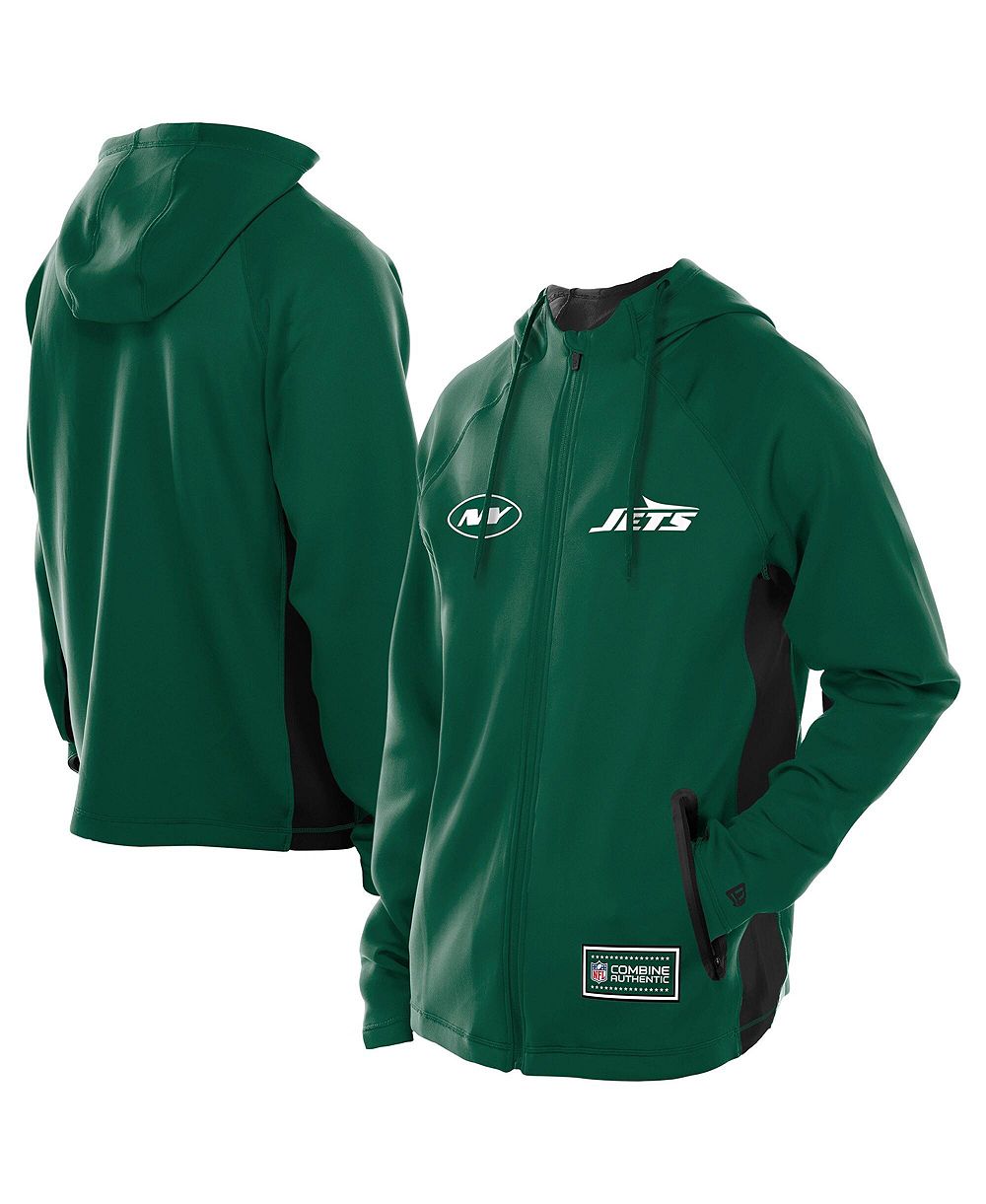New Era Men's Green New York Jets Combine Authentic Raglan Scuba Full-Zip Hoodie