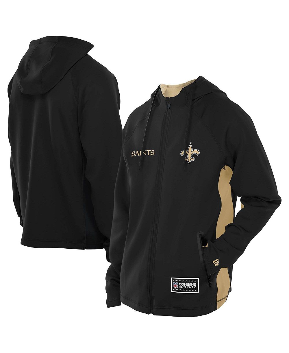 Худи New Era Men's Black New Orleans Saints Combine Authentic Raglan Scuba Full-Zip