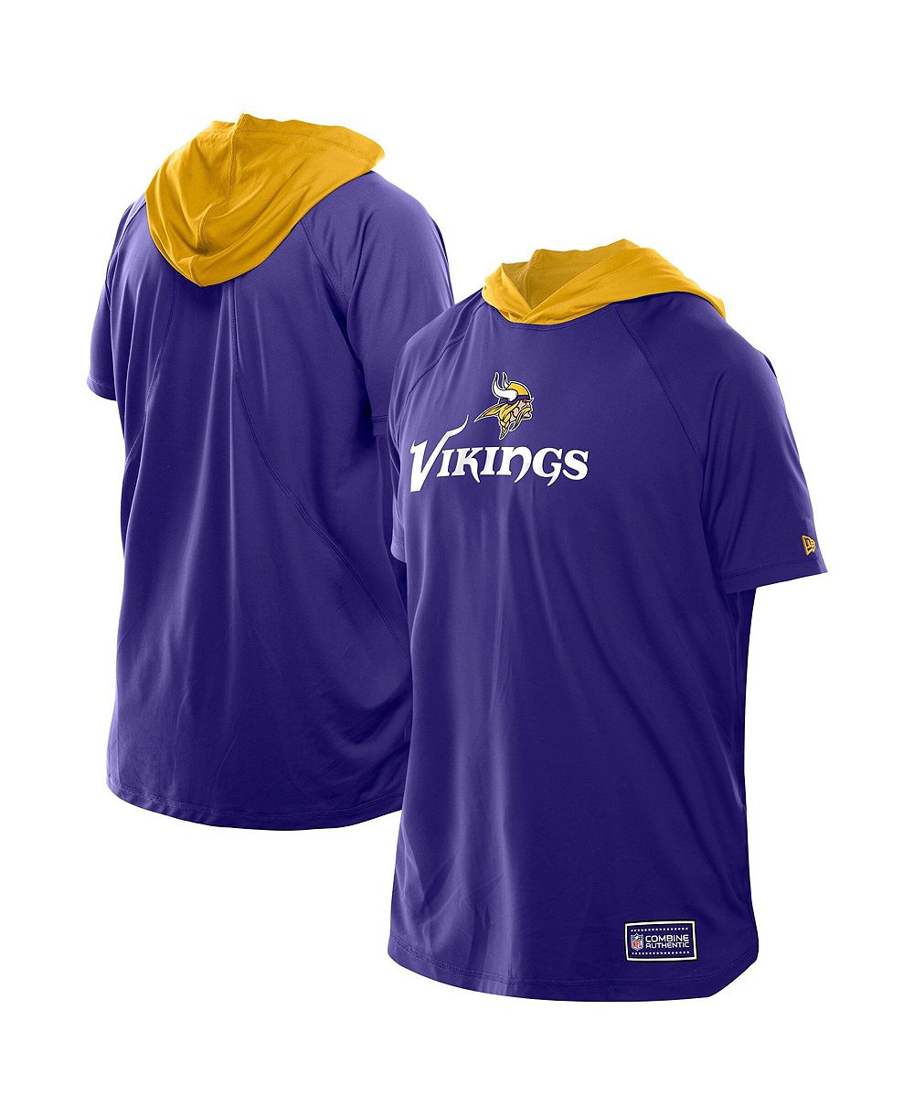 Мужская футболка New Era Minnesota Vikings Combine Authentic Hooded Raglan Short-Sleeve фиолетового цвета