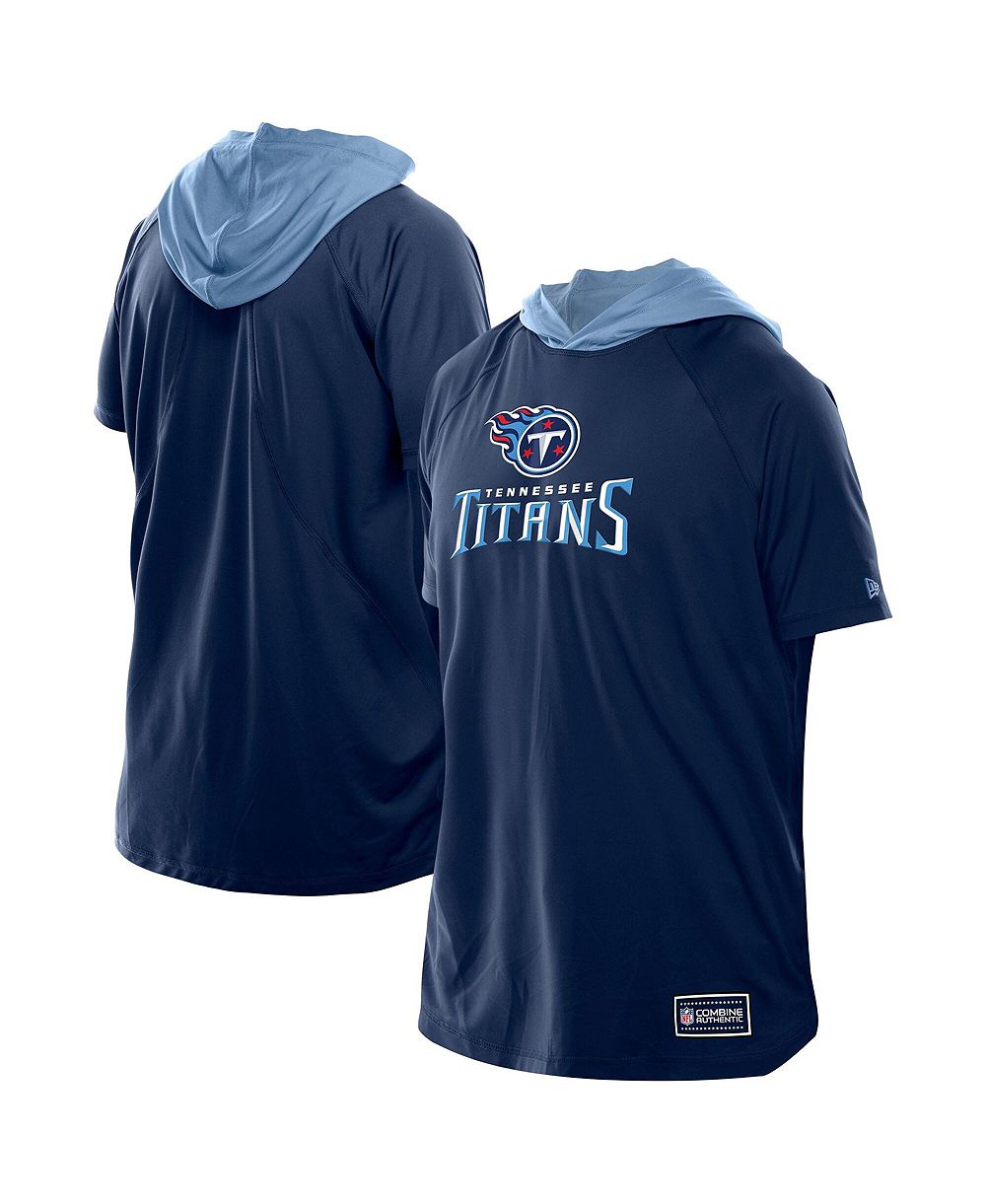 Мужская футболка New Era с капюшоном и рукавом raglan, темно-синяя, логотип Tennessee Titans