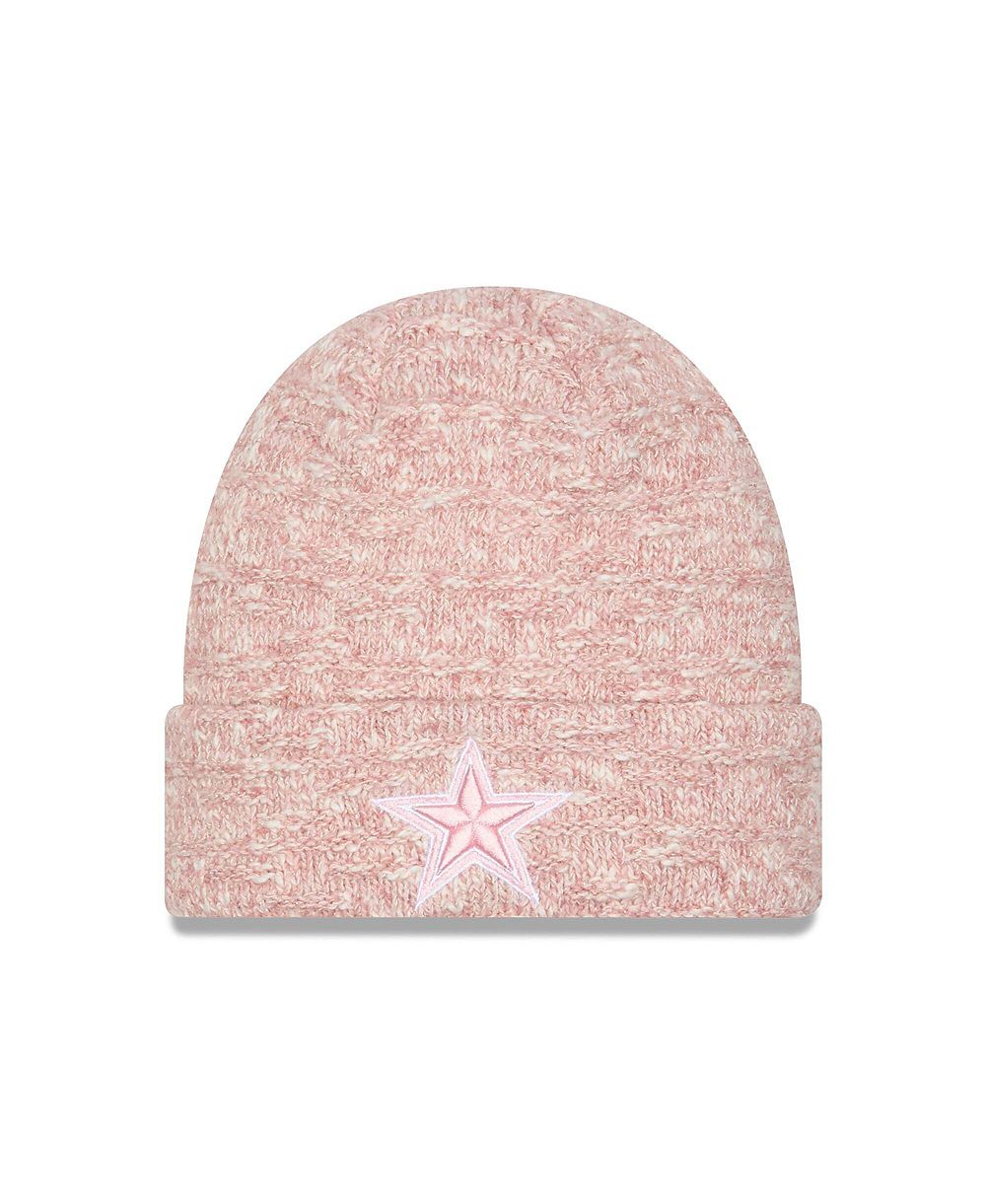 Вязаная шапка New Era Women's Pink Dallas Cowboys Metallic Cuffed Knit
