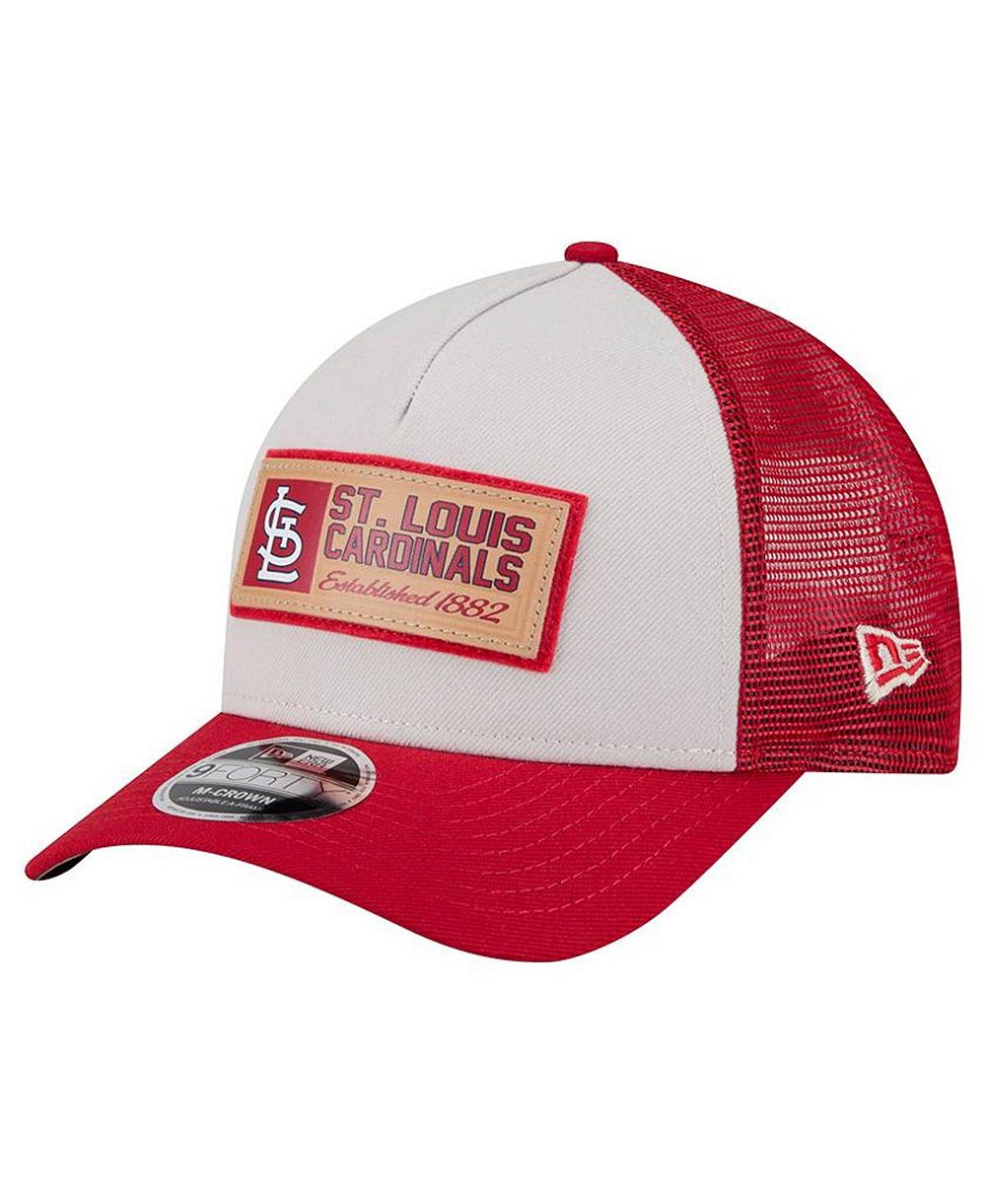 Кепка New Era Men's Stone/Red St. Louis Cardinals Text A-Frame Trucker 9FORTY