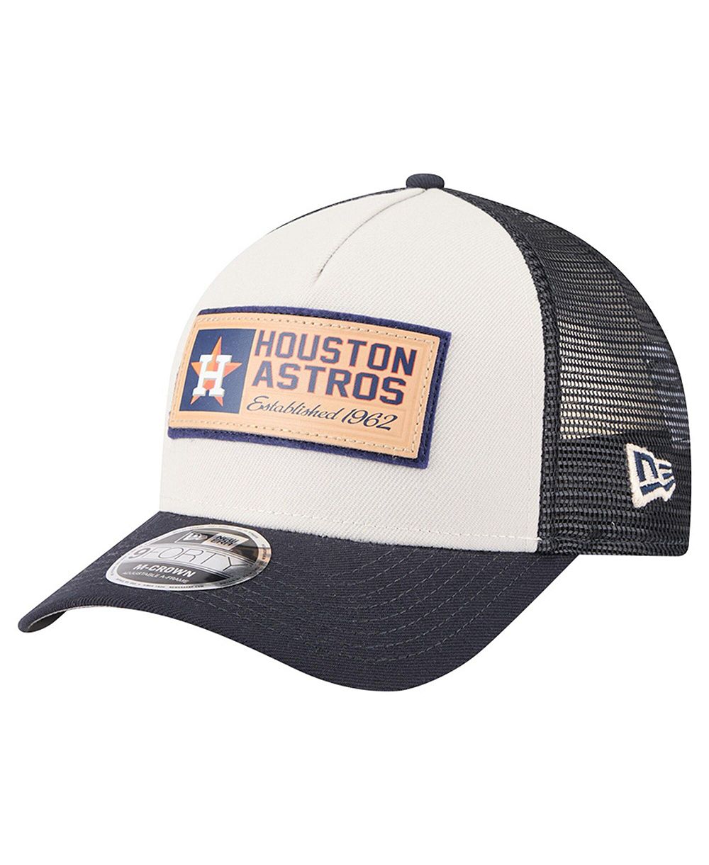 Мужская кепка New Era Stone/Navy Houston Astros Text A-Frame Trucker 9FORTY Hat