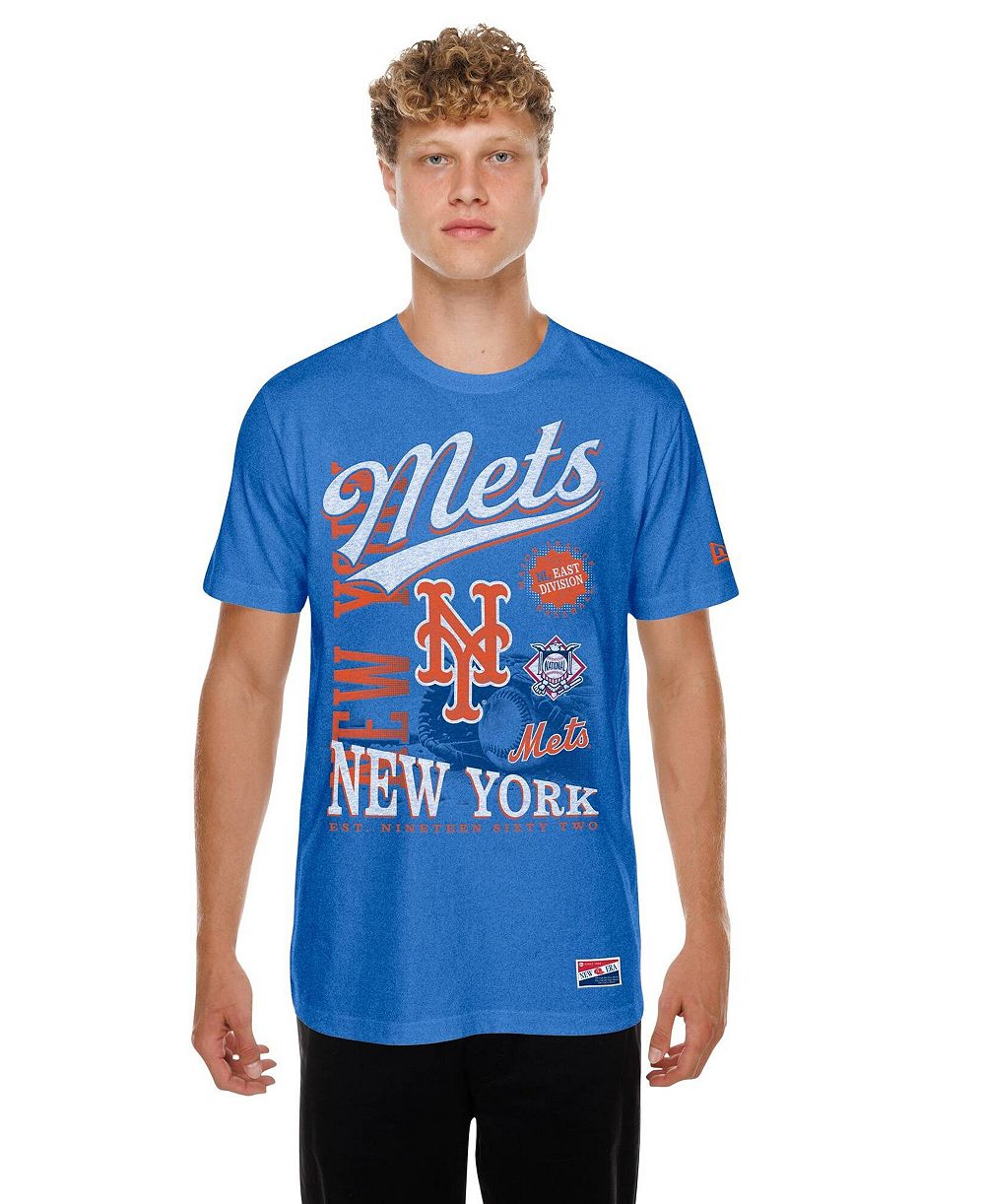 Футболка New Era Men's Royal New York Mets Oversized Throwback Distressed