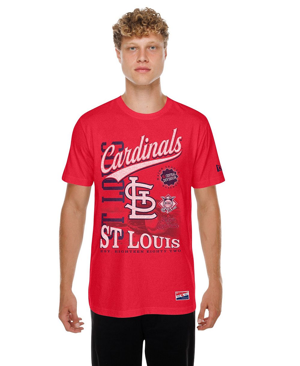 New Era Men's Red St. Louis Cardinals Oversized Throwback Distressed T-Shirt