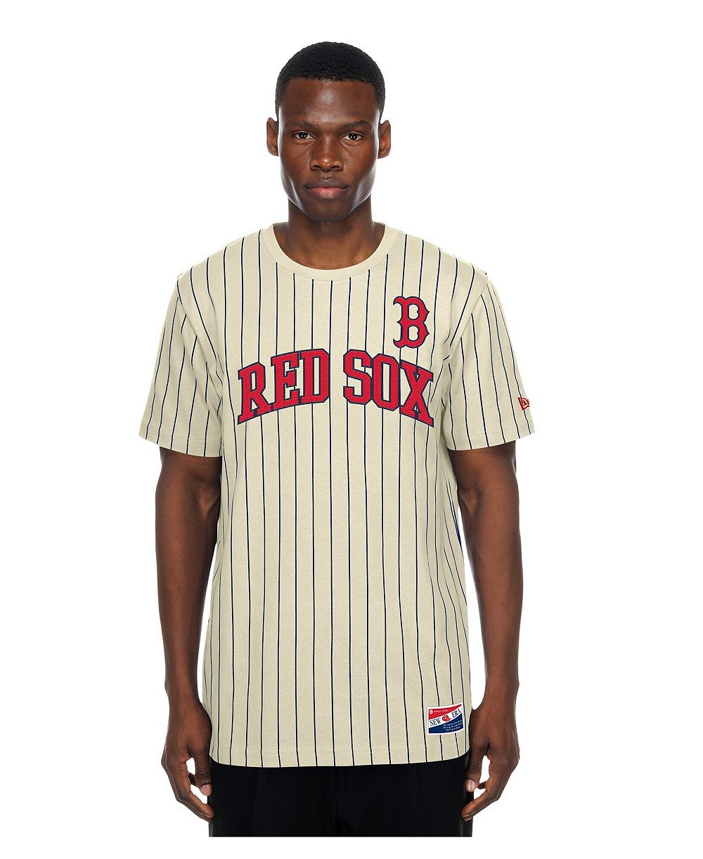 New Era Мужская кремовая футболка Boston Red Sox Throwback Meshback Pinstripe