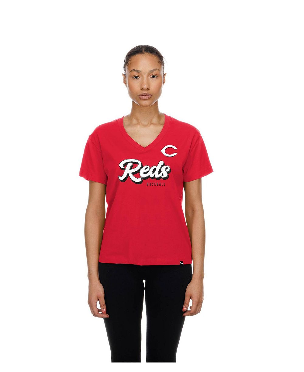 Женская футболка New Era Cincinnati Reds V-Neck Short-Sleeve