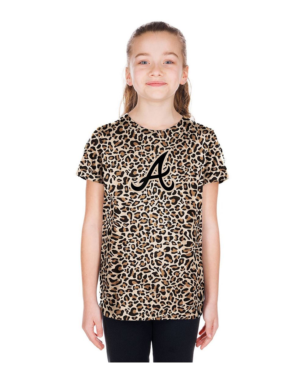 Детская футболка New Era Brown Atlanta Braves Leopard