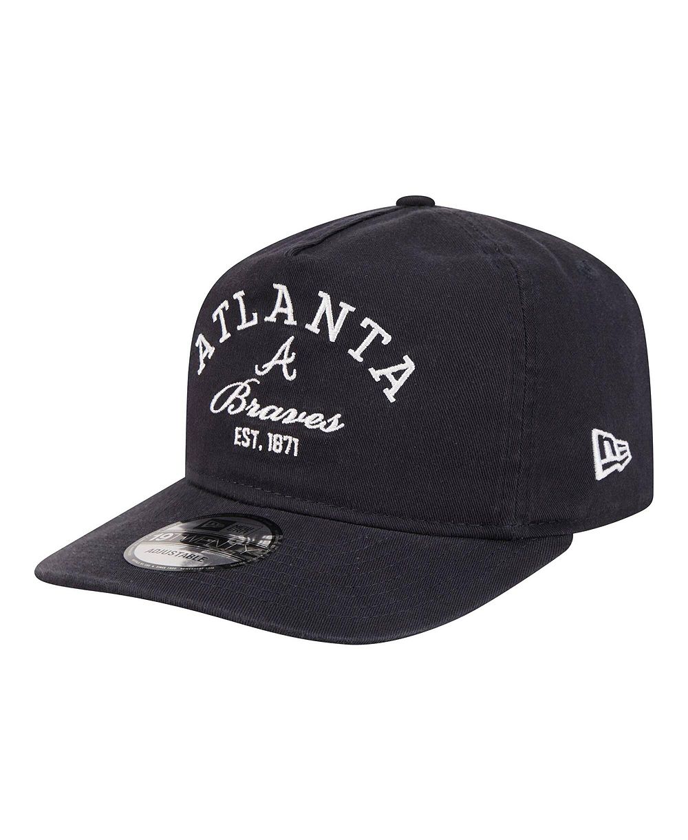 Мужская кепка New Era Navy Atlanta Braves Stacked 19TWENTY Adjustable Hat