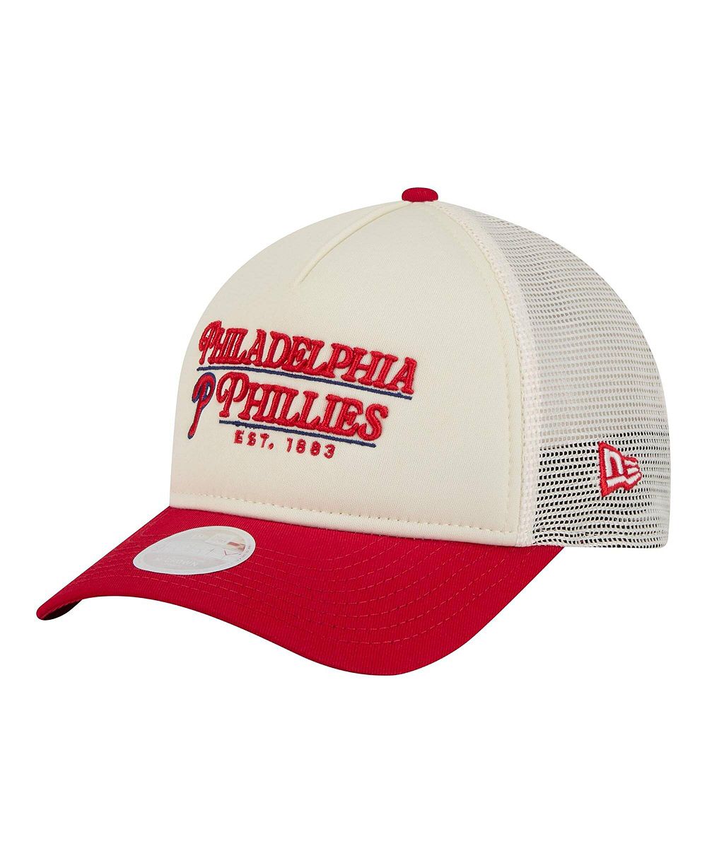 Женская кепка New Era Light Beige/Red Philadelphia Phillies Retro 9FORTY M-Crown A-Frame Trucker Adjustable Hat