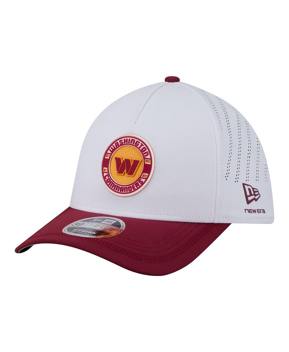 Мужская бейсболка New Era Gray/Burgundy Washington Commanders Patch 39THIRTY A-Frame M-Crown Perforated Flex Hat