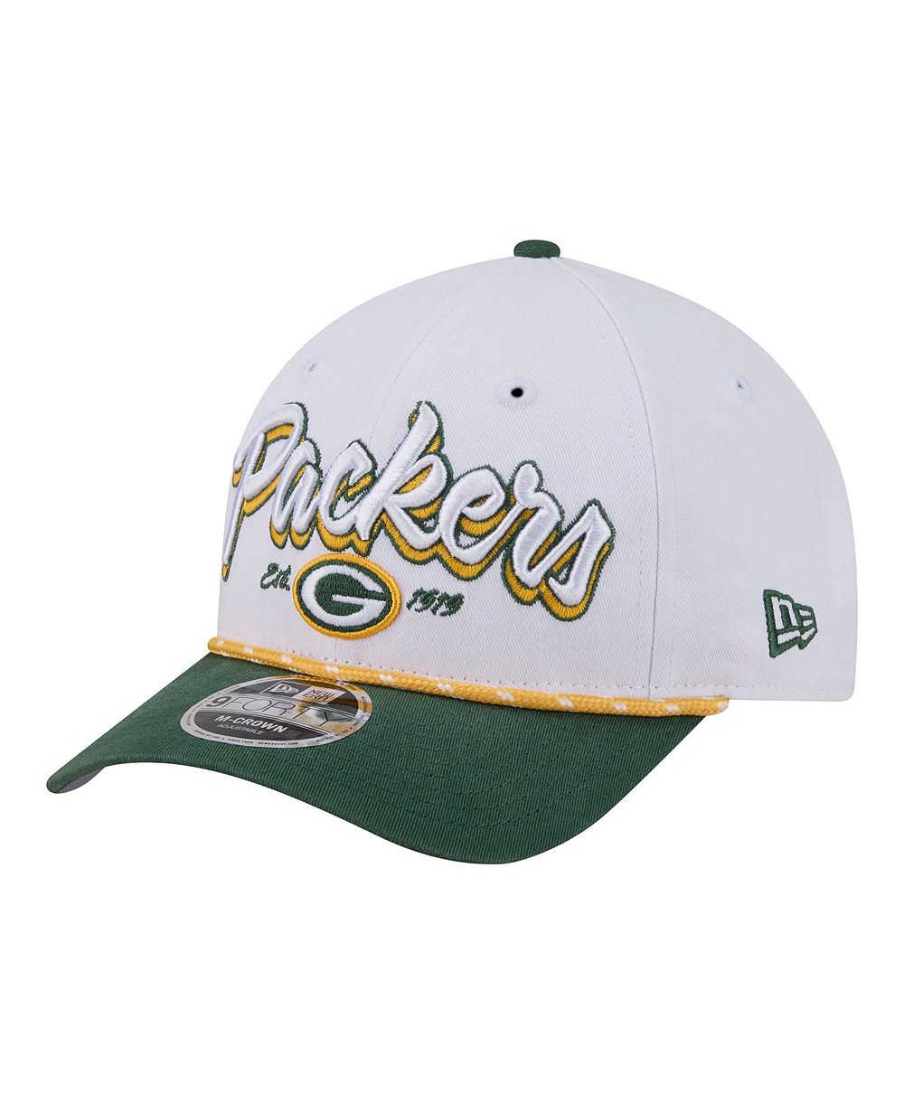 New Era Мужская White Green Bay Packers Team Loyal A-Frame 9FORTY Adjustable Hat