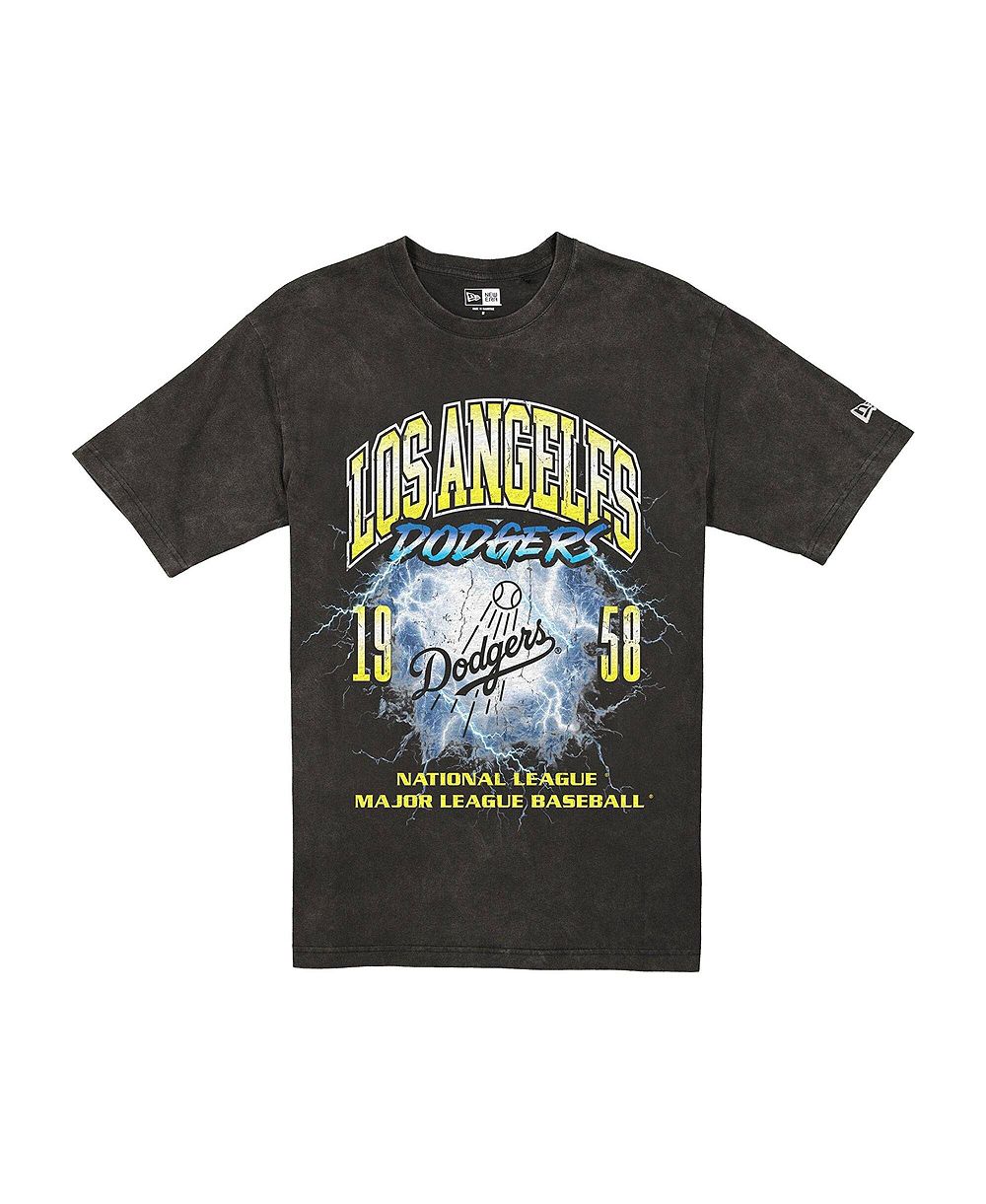 New Era Men's Black Los Angeles Dodgers Lightning Round Mineral Wash T-Shirt