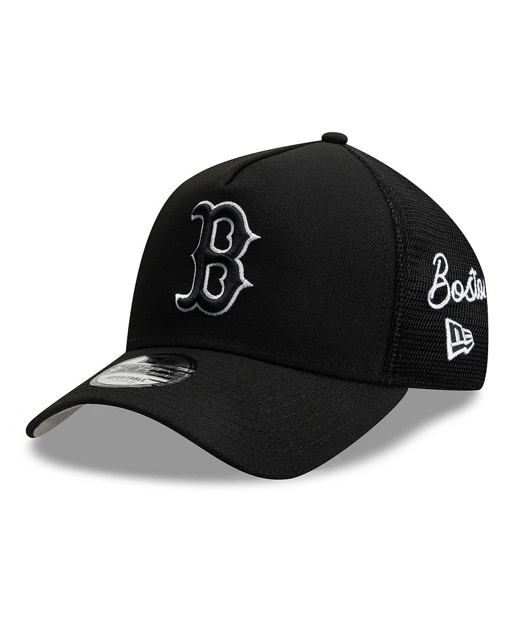 Мужская кепка New Era Boston Red Sox Side Script 9FORTY A-Frame Trucker регулируемая черного цвета