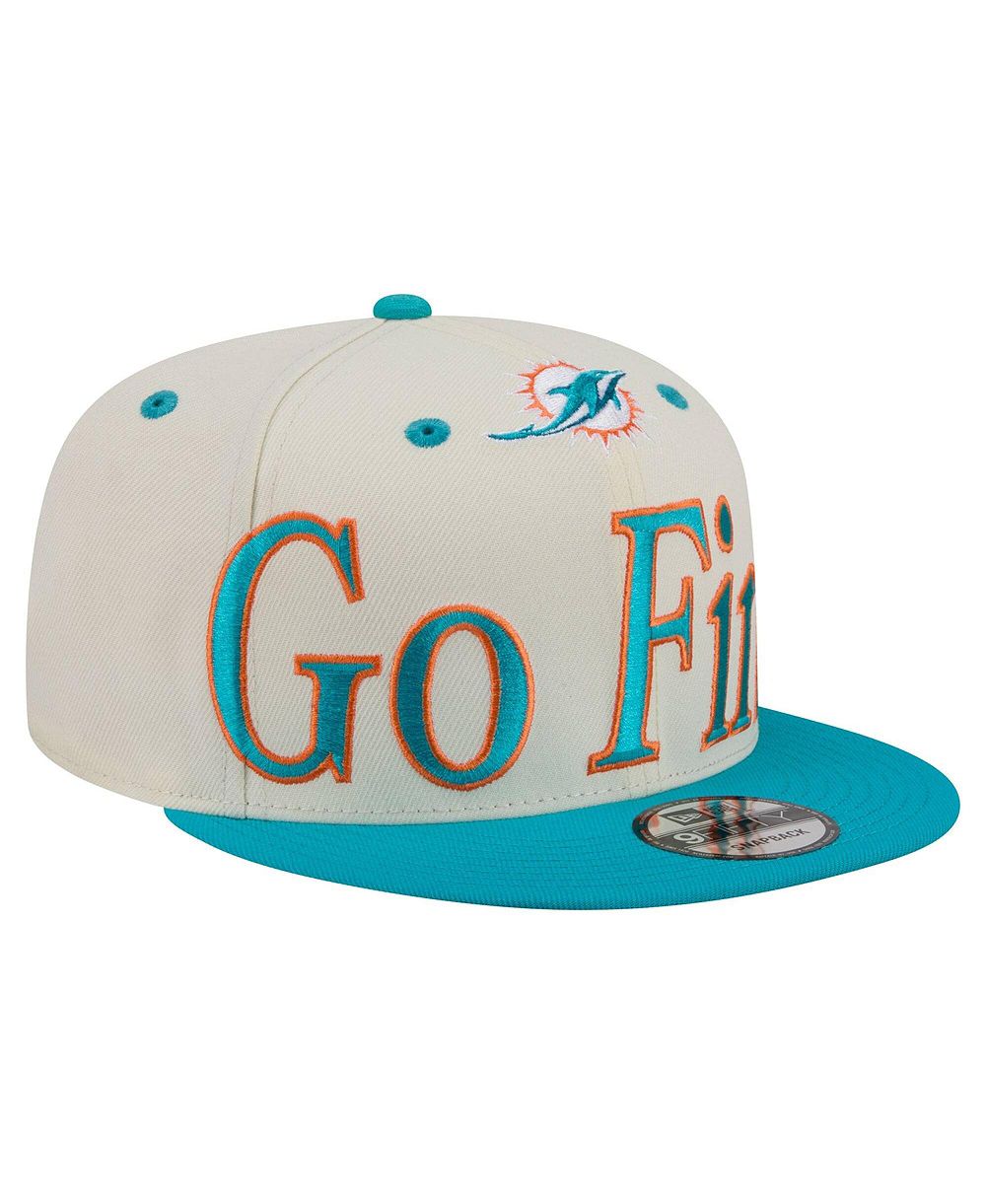 Мужская кепка New Era Cream Miami Dolphins Oversized Slogan 9FIFTY Snapback Hat