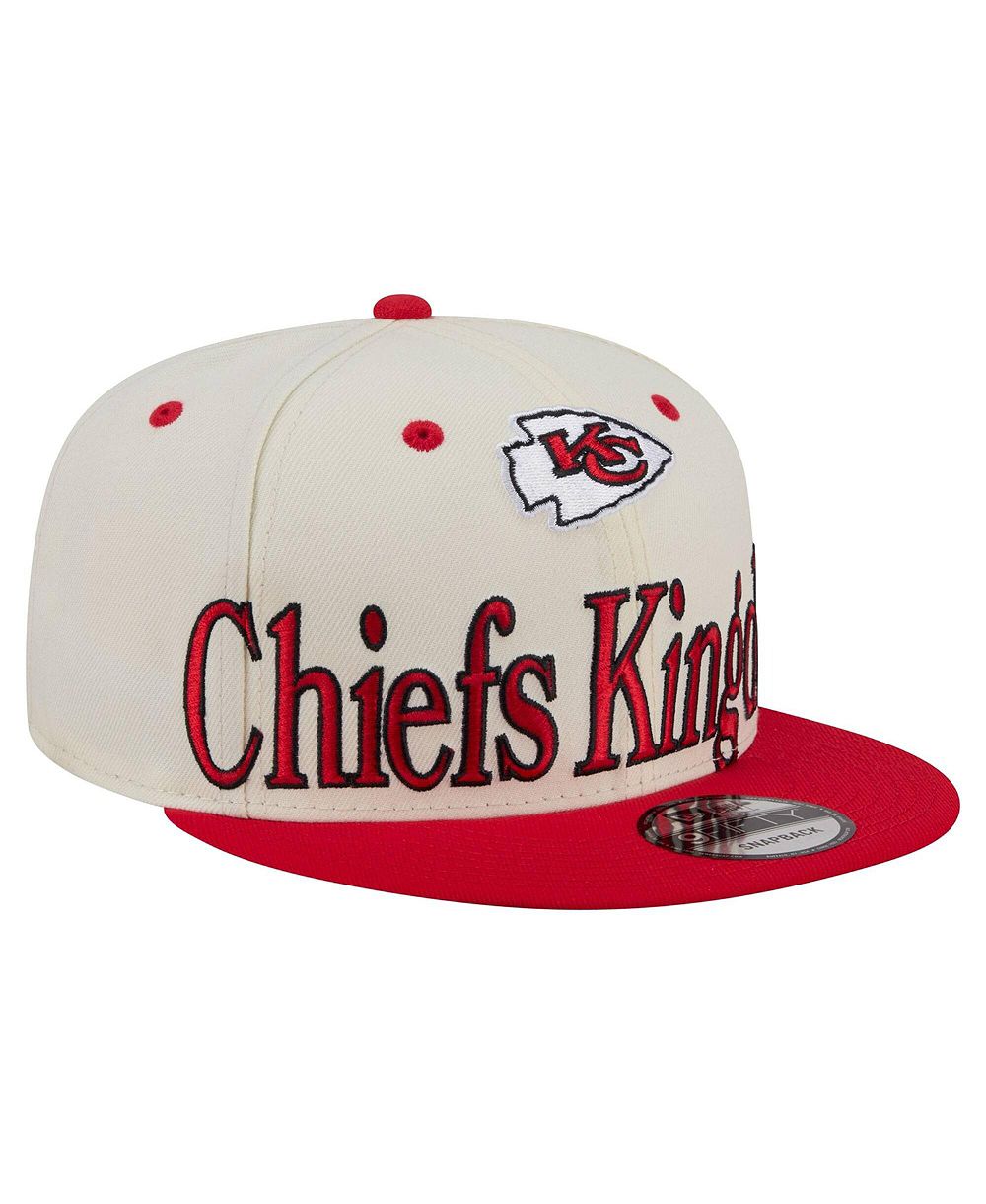 Мужская кепка New Era Cream Kansas City Chiefs Oversized Slogan 9FIFTY Snapback