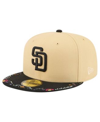 Мужская кепка New Era San Diego Padres двухцветная вышитая козырек 59FIFTY Fitted светло-бежевого цвета