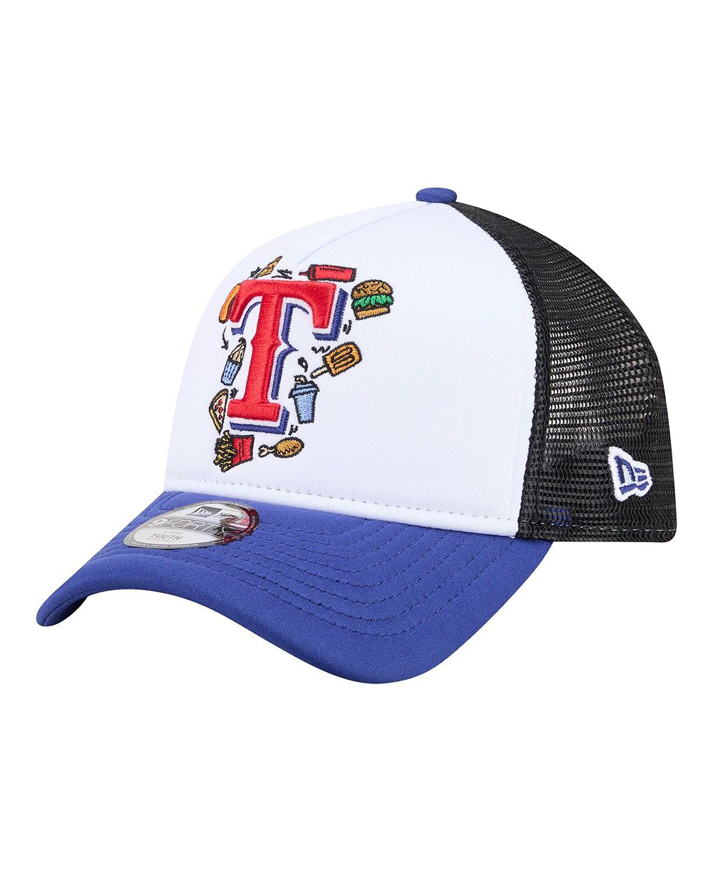 Детская кепка New Era White/Royal Texas Rangers Food A-Frame 9FORTY Trucker Adjustable