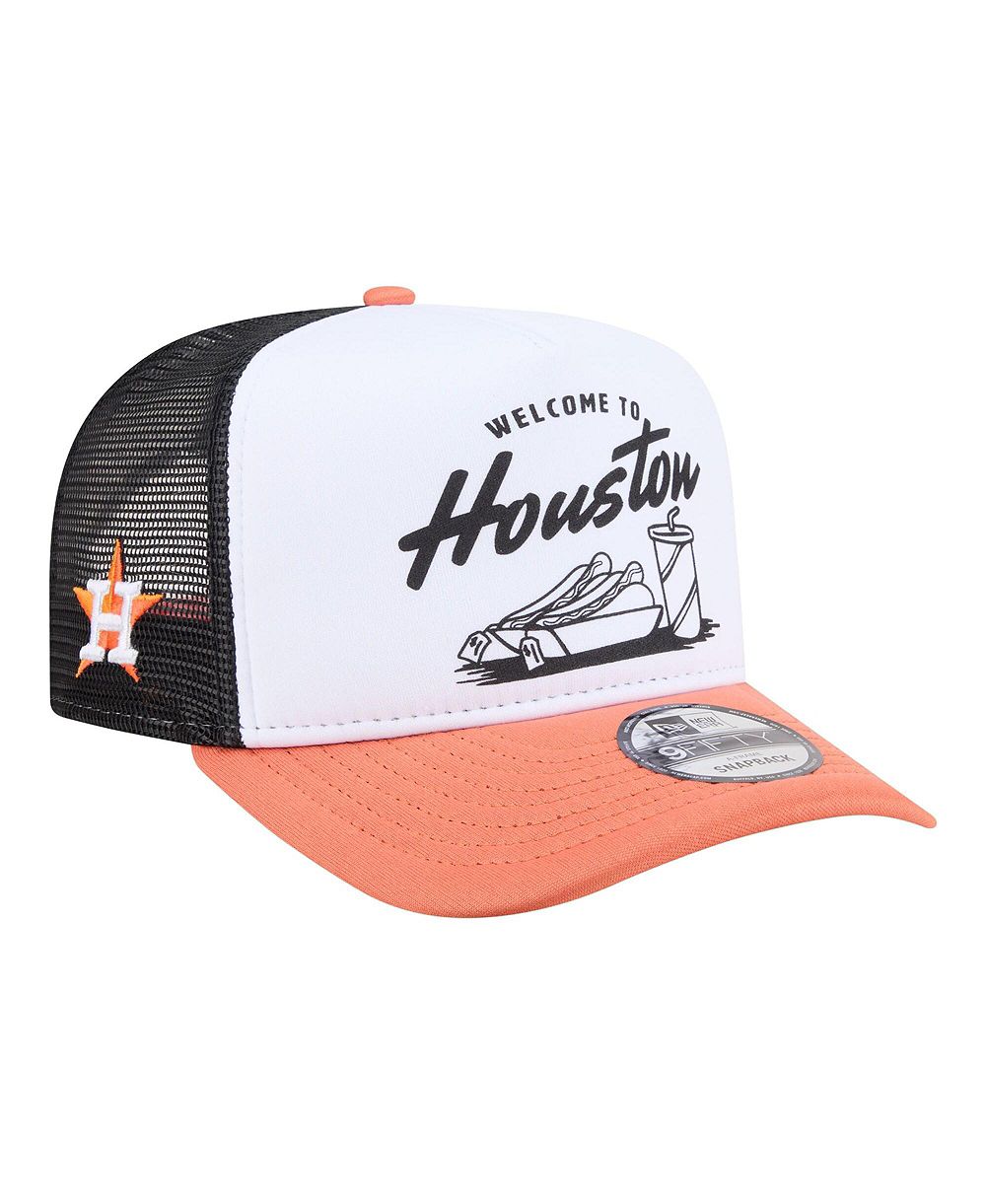 Мужская кепка New Era White/Orange Houston Astros Foodie A-Frame 9FIFTY Trucker Snapback Hat