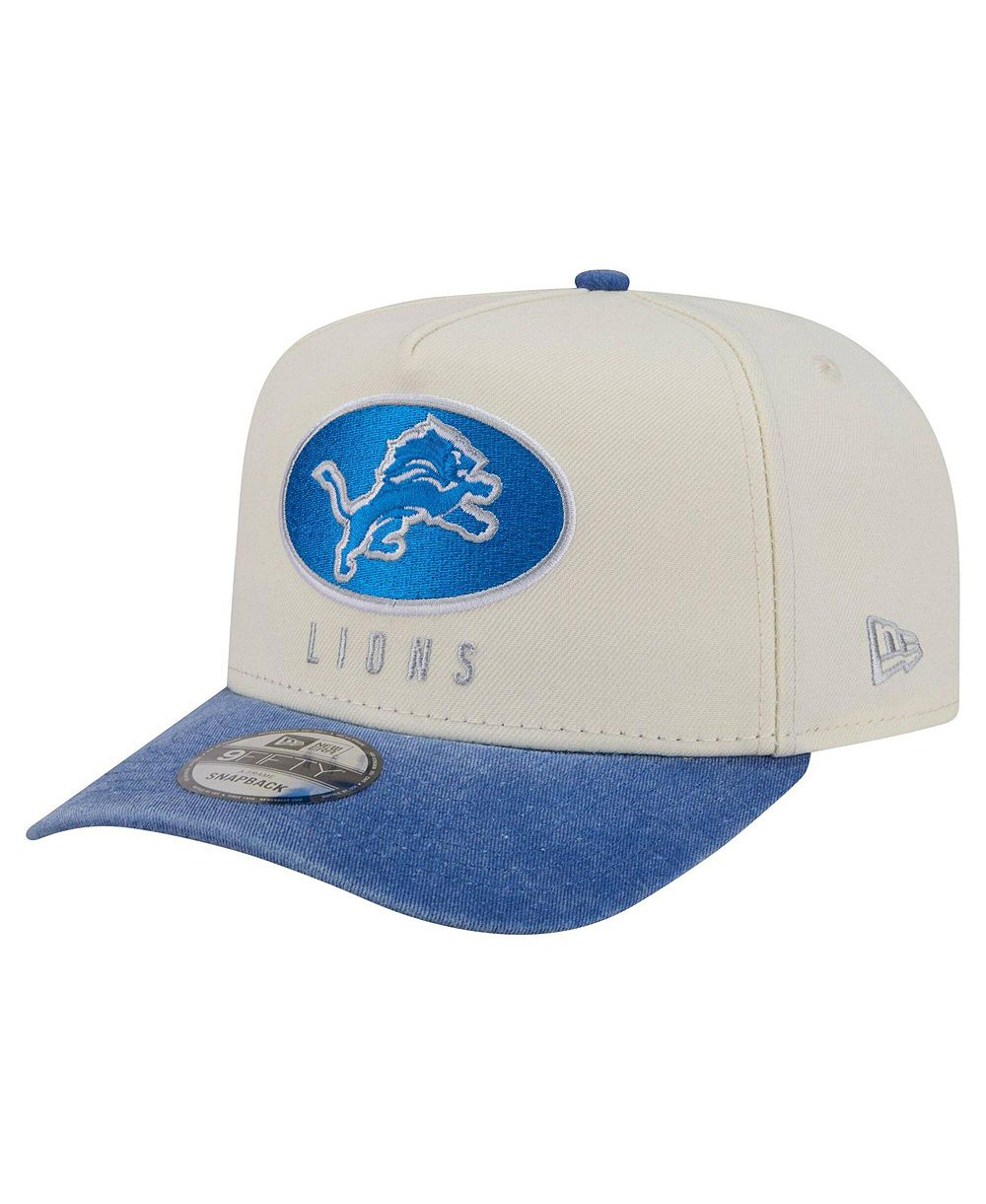 Мужская кепка New Era Cream/Blue Detroit Lions Washed A-Frame 9FIFTY Snapback