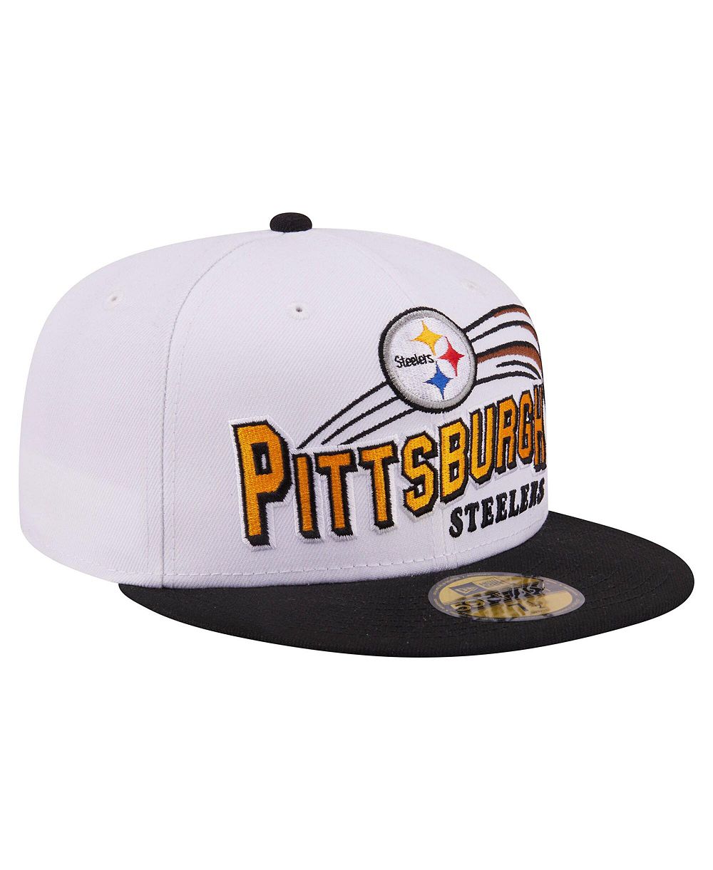 Мужская кепка New Era White/Black Pittsburgh Steelers Retro Swoop 59FIFTY Fitted Hat
