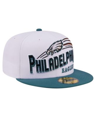Мужская кепка New Era White/Midnight Green Philadelphia Eagles Retro Swoop 59FIFTY Fitted