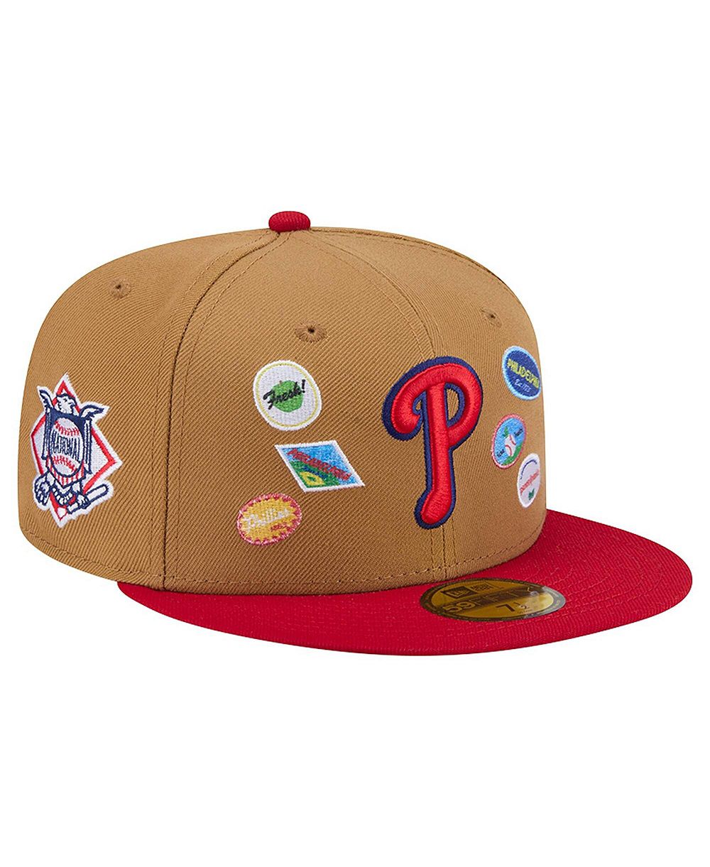 Мужская кепка New Era Tan Philadelphia Phillies Fruit Sticker 59FIFTY Fitted