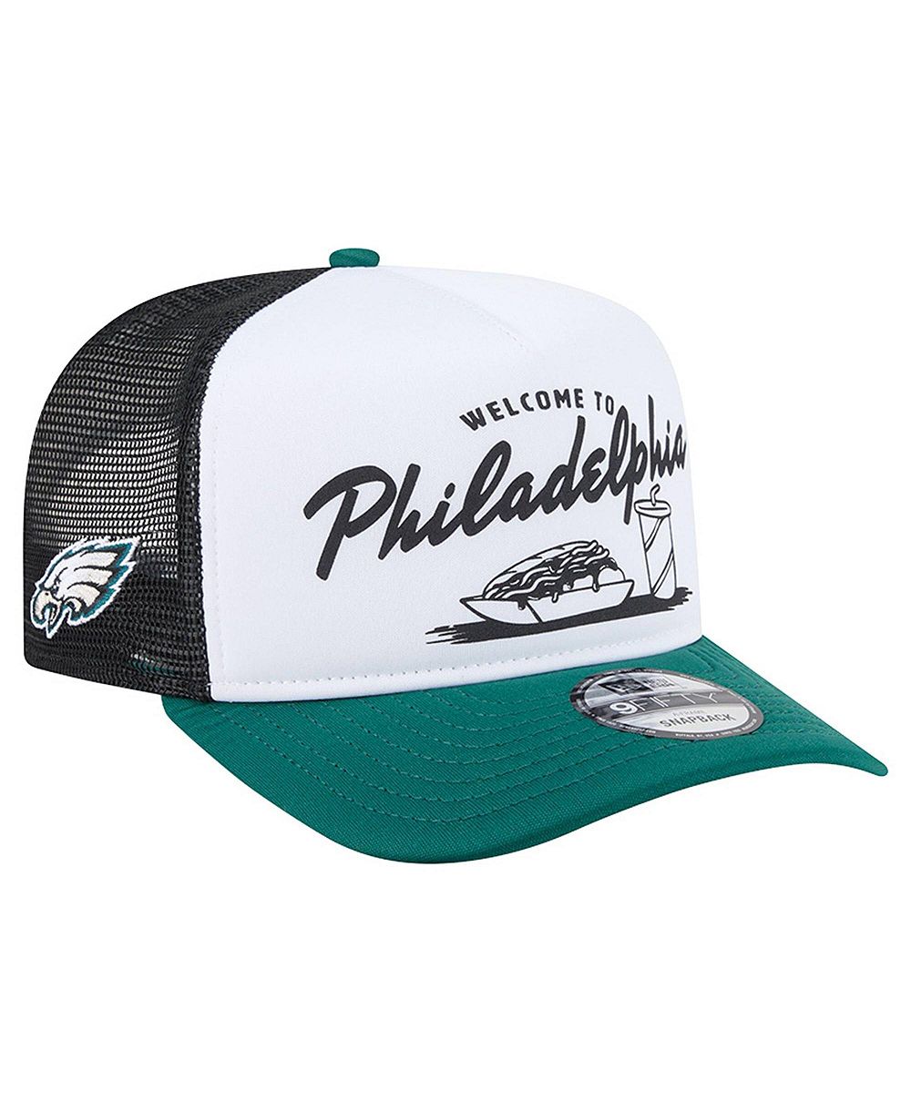 Мужская кепка New Era White/Midnight Green Philadelphia Eagles Foodie 9FIFTY A-Frame Trucker Snapback