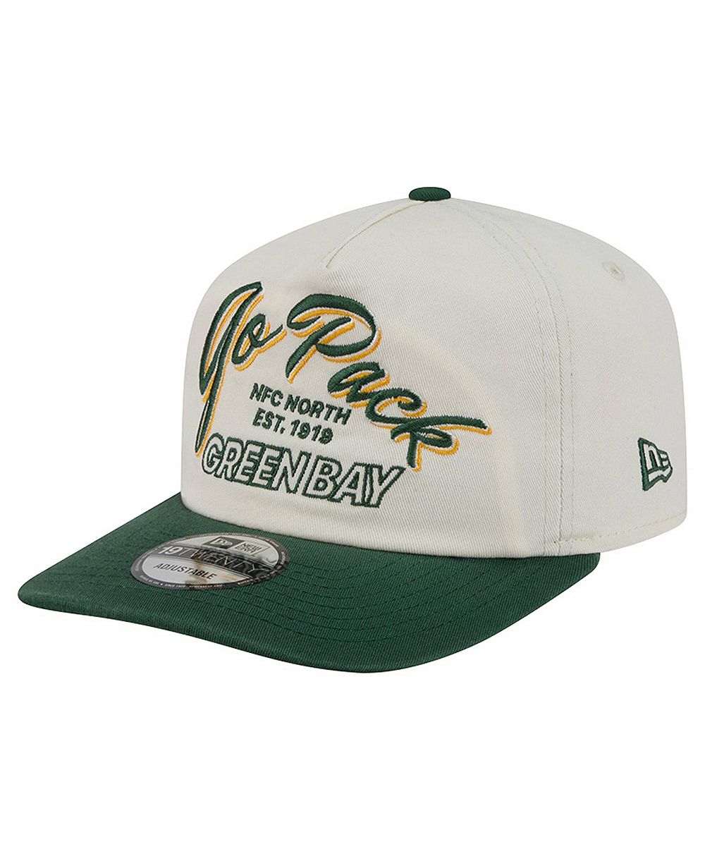 Мужская регулируемая кепка New Era Green Bay Packers Script 19TWENTY Cream