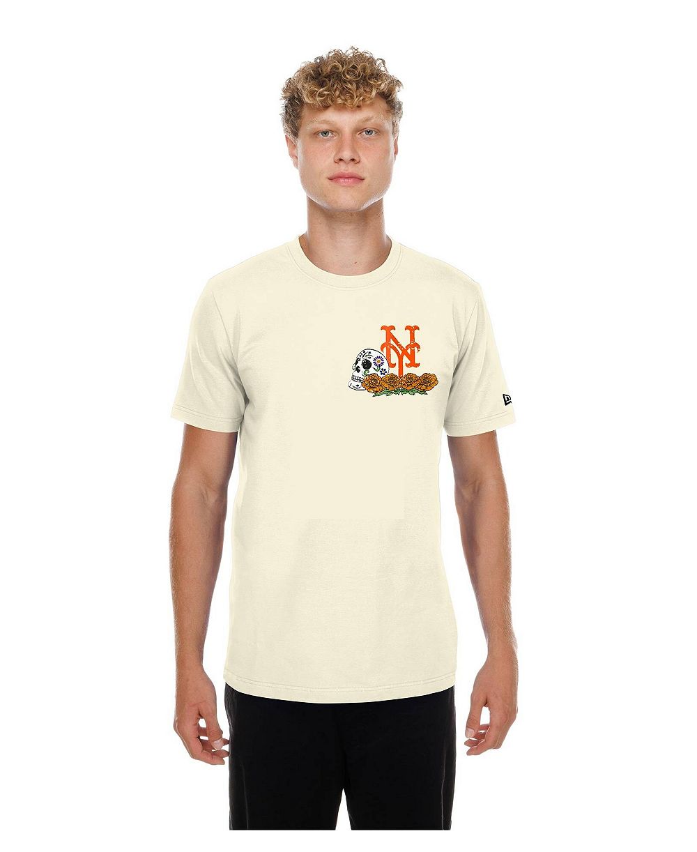 Мужская футболка New Era Natural New York Mets Dia de los Muertos Sugar Skull