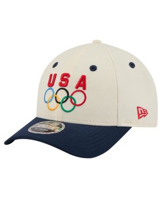 Мужская регулируемая кепка New Era Cream/Navy Team USA 9FORTY M-Crown