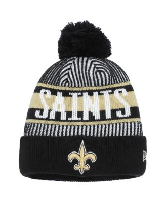 New Era Big Boys and Girls Black New Orleans Saints Striped Cuffed Knit Hat with Pom