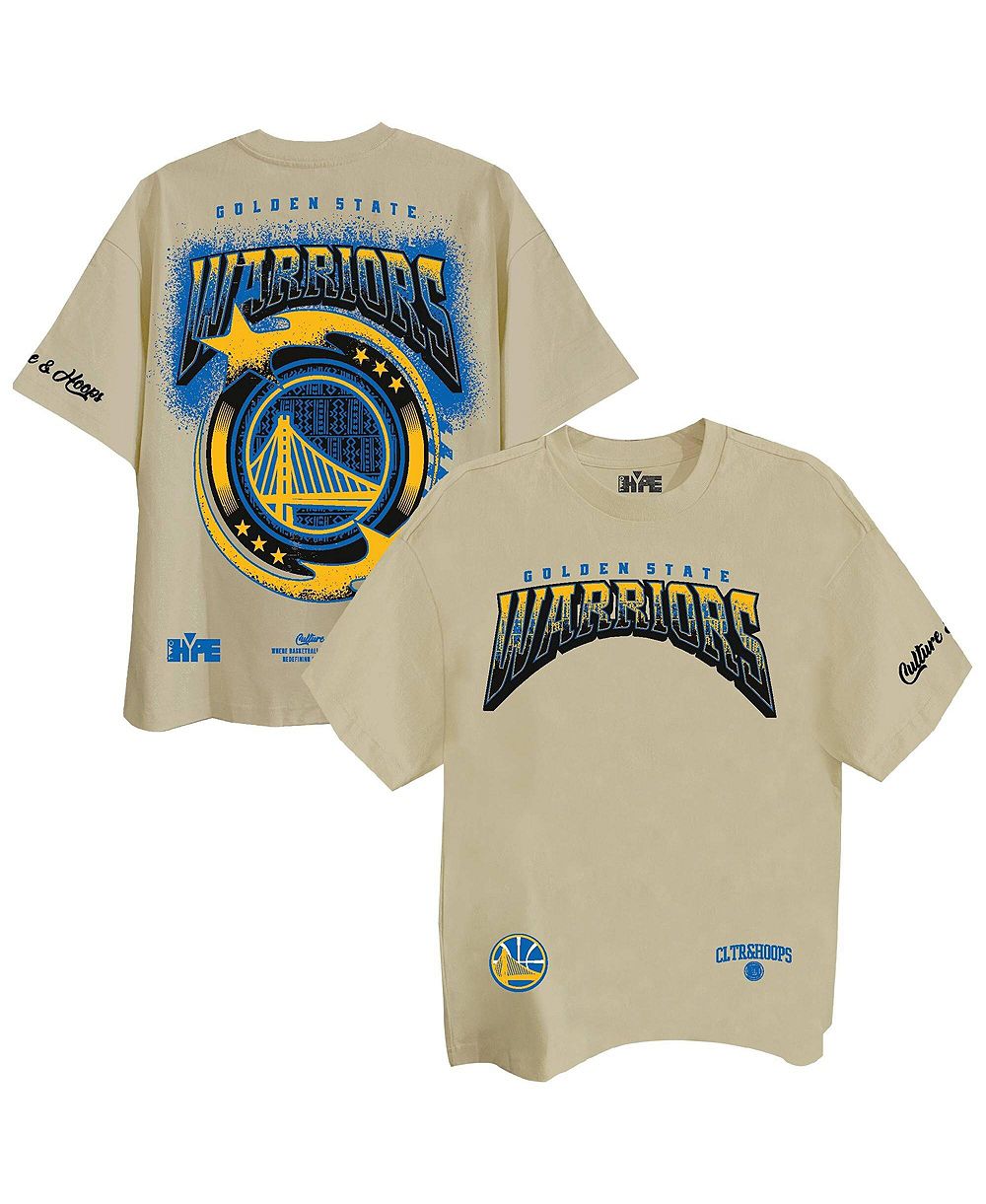 Мужская и Женская Two Hype Cream Golden State Warriors Drip Dime Elevated Drop Shoulder Футболка