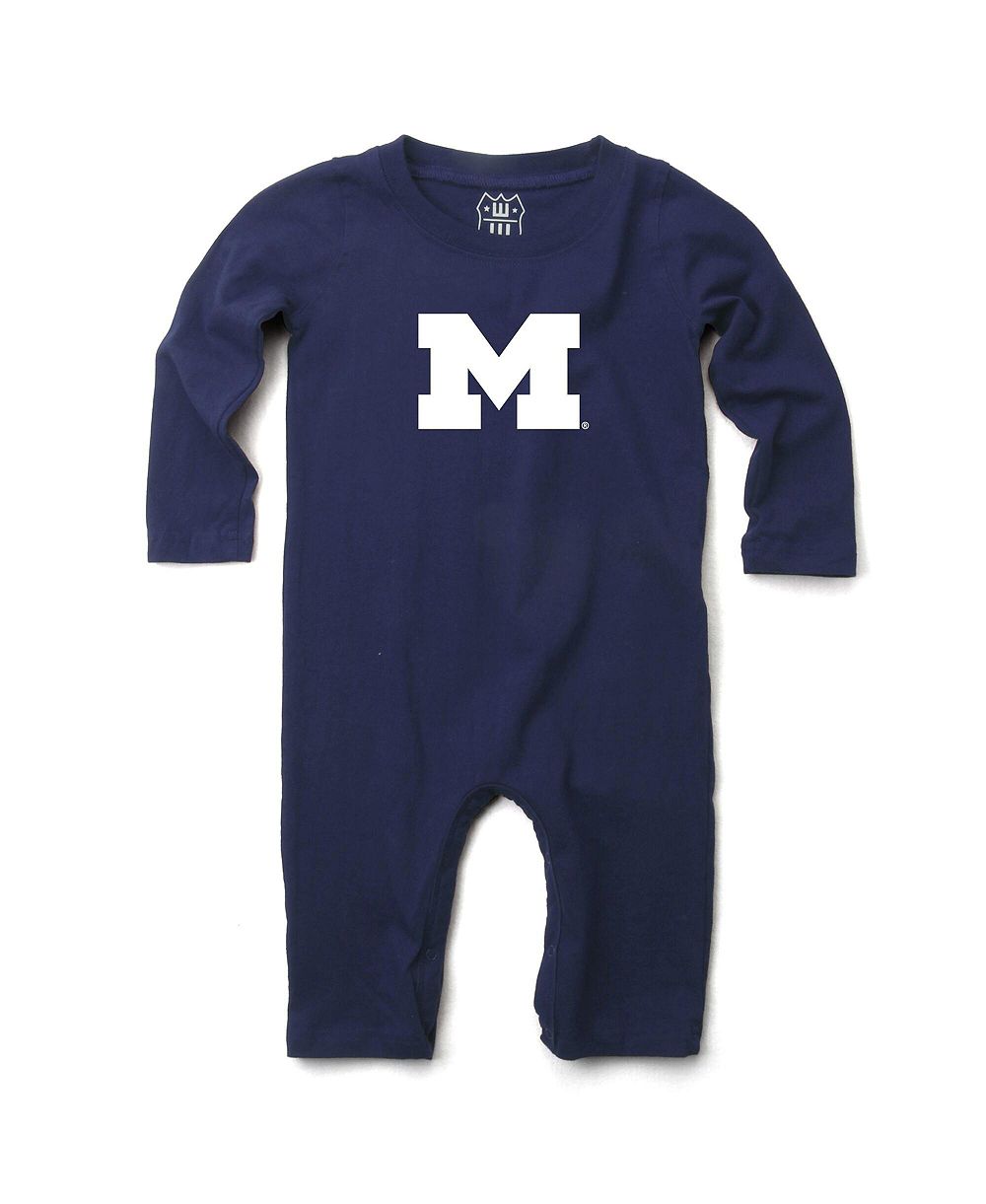 Ромпер Wes & Willy Navy Michigan Wolverines Long Sleeve для малышей