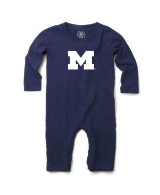 Wes & Willy Baby Boys and Girls Navy Michigan Wolverines Long Sleeve Romper