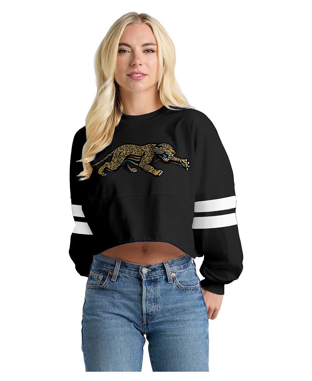 Женская футболка Spirit Jersey Jacksonville Jaguars Oversized Cropped Long-Sleeve