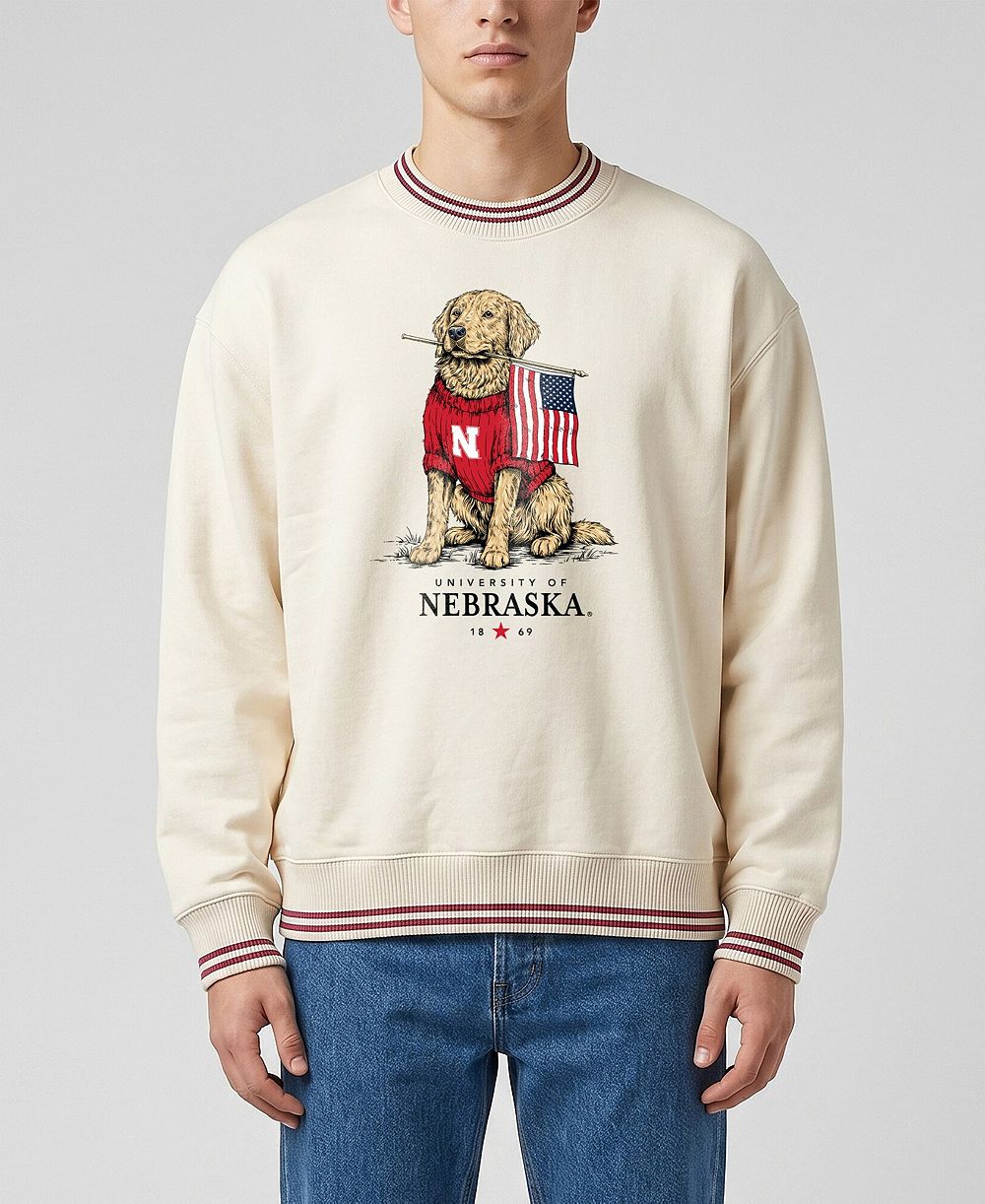 Свитшот Uscape Apparel Premium Ribbed для мужчин и женщин, кремовый Nebraska Huskers Americana Good Boy